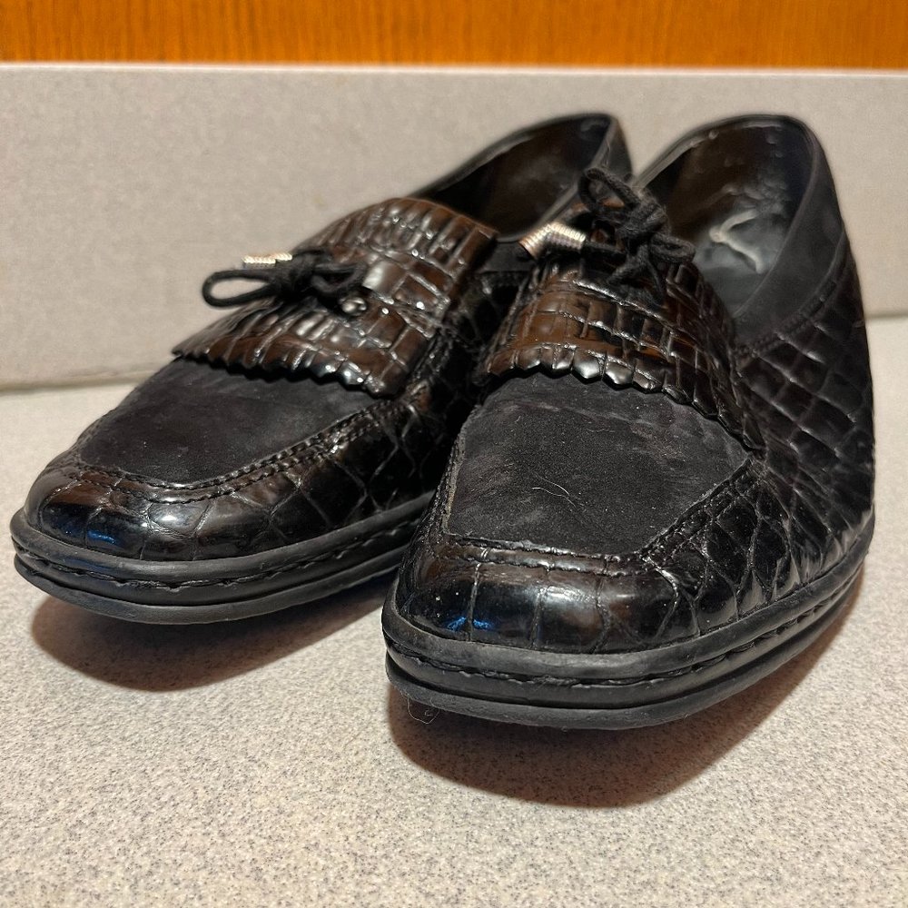 Black Faux Snakeskin Loafer